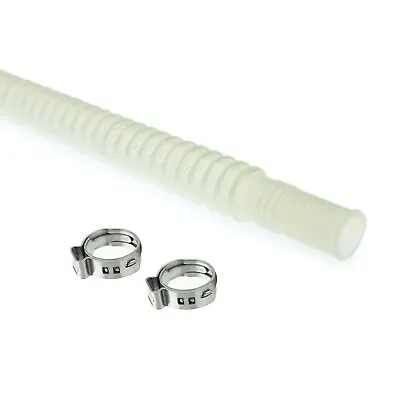 QFS 8mm/9mm/140mm Corrugated PTFE Flexible Fuel Pump Hose Line E85/Gas + Clamps • $9.98