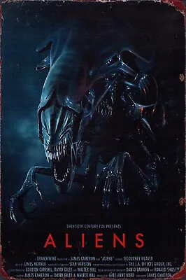 Aliens Movie Poster Science Fiction Action Movie Tin Metal Sign • $18