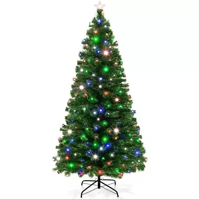 Pre-Lit Fiber Optic Artificial Pine Christmas Tree Multicolored LED Lights 7ft • $55