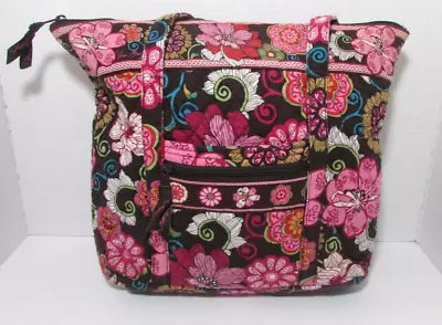 Vera Bradley Retired Libby Pattern MOD Floral Brown/Pink Quilted Fabric Tote • $34