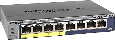 Netgear GS108PE-300AJS Wall Mount 8-Port PoE Gigabit Ethernet Plus Switch - Grey • $87.99