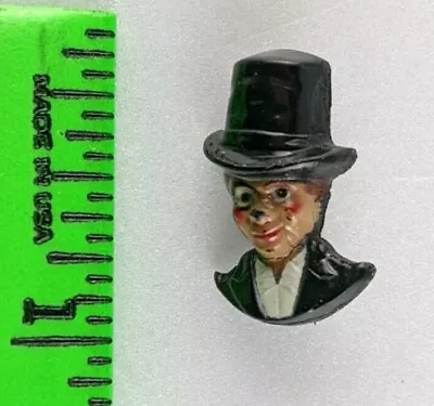 Vintage 1930's Charlie McCarthy Monocle Plastic Tiny Pinback Pin • $19.95