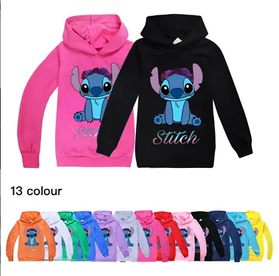 £11.69 • Buy Kids Lilo And Stitch Pocket Hoodies Jumper Tops Long Sleeve Top Sweatshirt Gift