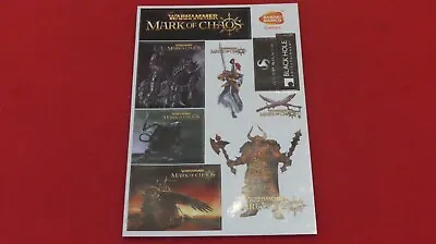 Games Workshop Warhammer Mark Of Chaos Sticker Set Age Of Sigmar New OOP Sheet • £14.99