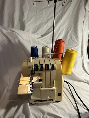 Singer Ultralock 14u34 Serger Sewing Machine W Power Cord & Pedal WORKING • $40