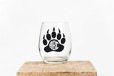 Custom Bear Paw Monogram Initials Personalized Vinly Decal U Pick SIZE + COLOR • $7.49