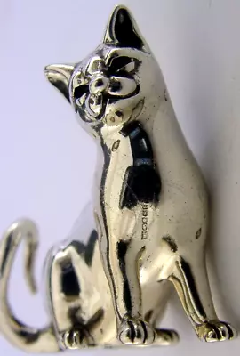 ENGLISH STERLING SILVER CAT FIGURE LONDON 2002 ANIMAL 21g • £58