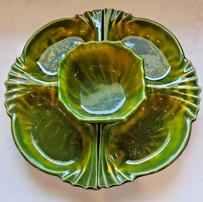 Vintage California Originals Chip And Dip Set Pottery Green Dish Bowl MCM • $40