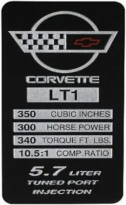C4 Corvette 1993-1996 LT1 Engine ID Spec Metal Data Plate Emblem • $20.99