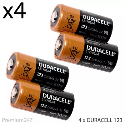 4 X Duracell Cr123 3v Lithium Photo Battery Dl123a/cr17345 Longest Expiry • £12.39