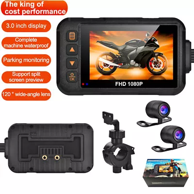 3In 1080P Universal Motorcycle Dash Cam HD Dual-lens DVR Camera Driving Recorder • $53.99