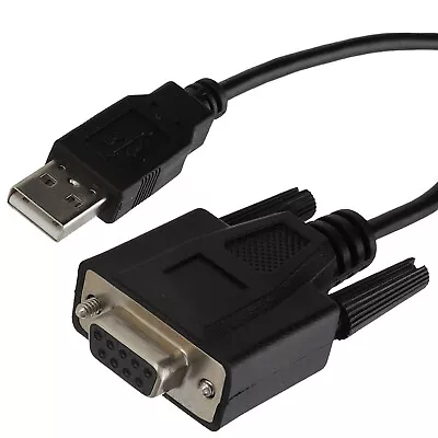 Dell 3081307653 USB To Serial 9 Pin DB9 Female Data Transfer Cable Lead 2m Black • £10.50