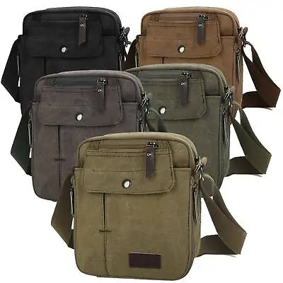 Men's Canvas Crossbody Bag Phone Tablet Messenger Shoulder Bag Casual Tote Pouch • $15.52