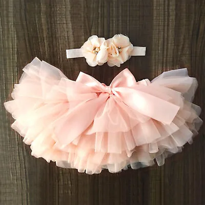 UK Infant Baby Girls 1st Birthday Outfit Romper Cake Smash Tutu Skirts Newborn • £8.86