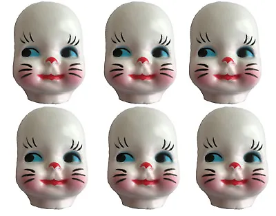 6 Child Bunny Rabbit Costume Celluloid Doll Masks Faces Craft Doll Making VTG • £12.34