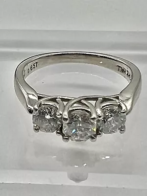 The Zales Solid 950 Platinum .70tcw Diamond Cluster  Ladies Ring Size 5.5 • $650