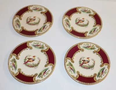 Myott Staffordshire Chelsea Bird Red Four Enameled  6 Inch Bread & Butter Plates • $30