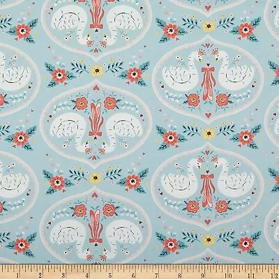 Bella Ballerina Cotton Fabric Ballet  Swan Stripe By The Yard  • $6.74