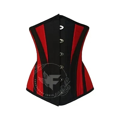 Impatiens Black & Red Silk Taffeta Underbust Waist Trainer Corset For Women • $100.50