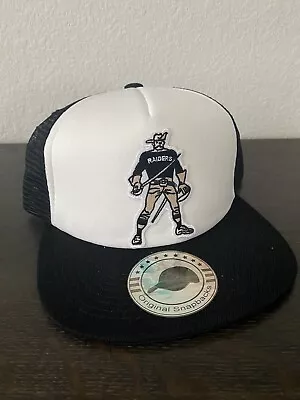 OAKLAND RAIDERS AFL Retro 1960’s Logo Black White Trucker Mesh Snapback Hat Cap • $18