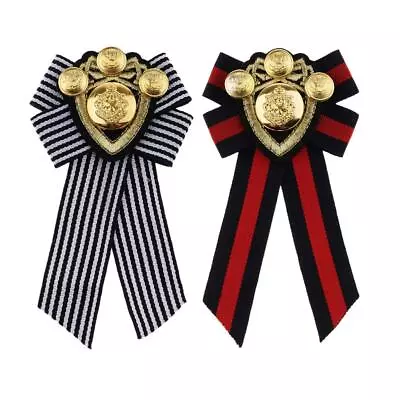 Chic Fabric Bowknot Medal Star Badge Tie Brooch Fancy Dress Uniform Corsage • £5.81