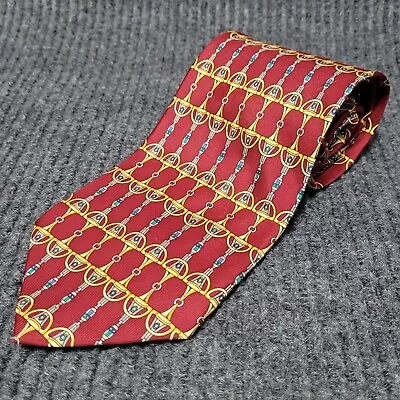 PAOLO GUCCI 100% Silk Tie Horse Bit Geometric MADE ITALY 59  Red Blue Men's VTG • $25