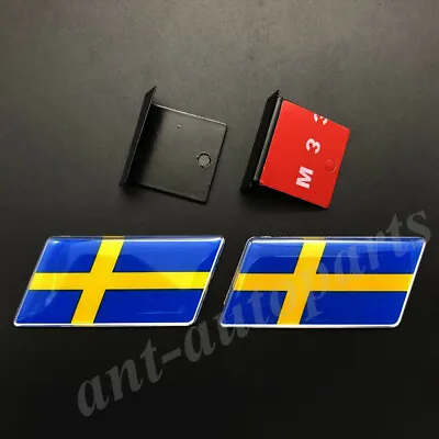 2x Sweden Flag Car Front Grille Grill Emblem Badge Decals Sticker Gift Saab • $12.90