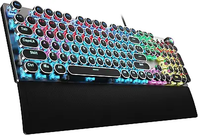 AULA F2088 Typewriter Style Mechanical Gaming Keyboard Blue SwitchesRainbow LED • $71.07