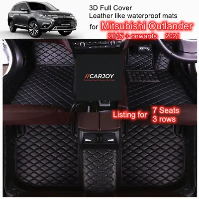 $148 • Buy 3D Black Waterproof Car Floor Mats For Mitsubishi Outlander 2015 - 2021 7 Seats