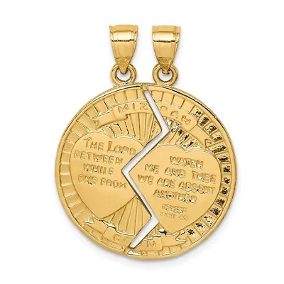 14k Yellow Gold Break-Apart Mizpah Coin Pendant 22mm (7/8 Inch) • $668.98