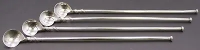 SET OF FOUR ~ Vintage AP Sterling Silver 7 5/8  Mint Julep Iced Tea Straw Spoons • $139.99