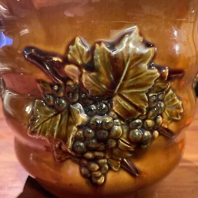 Vintage McCoy Art Pottery-Leaves And Berry  Jardiniere/Flower Pot.   7”T  7.5”W • $20