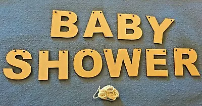 MDF Wooden BABY SHOWER Blank Unpainted Craft Letters Banner/sign/bunting • £4.25