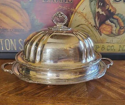Xl Large Silverplated Meat Serving Platter W/ Domed Lid • $199