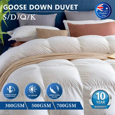$78.37 • Buy Goose Down Quilt 500/700GSM Duvet Doona Quilts Winter Summer All Season All SIZE