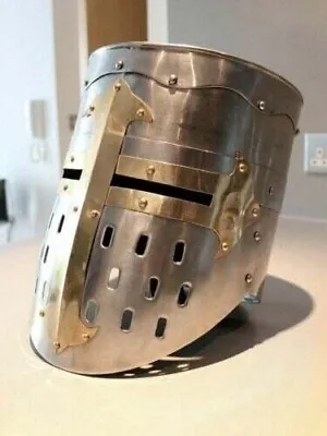 Medieval Armor Knight Crusader Helmet Polished Metal Chrome 11  Aa • £59.99