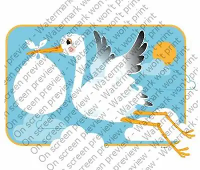 Baby & Stork Birthday ~ Edible 2D Fondant Cake Photo Frame Topper  ~ D208 * • $9.98