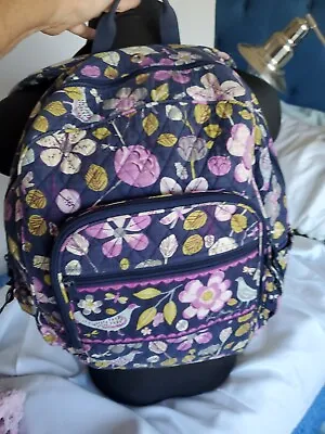 Vera Bradley Quilted Laptop Backpack Purple Blue Nightingale Floral School Bag • $18