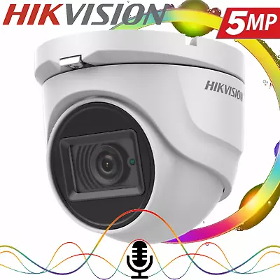 Hikvision 5MP IP67 Audio Outdoor Security Camera Building Mic DS-2CE76H0T-ITMFS • £35.90