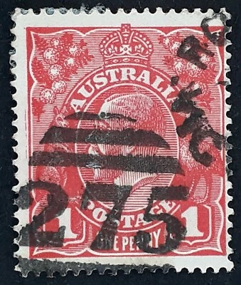 $20 • Buy Undated Australia 1d Red KGV Stamp Numeral CDS 275 Romsey Victoria Postmark