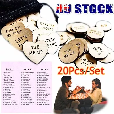 $12.98 • Buy 20Pcs Funny Tokens Funny Wooden Valentines Ornaments Funny Romantic Sex Gift Set