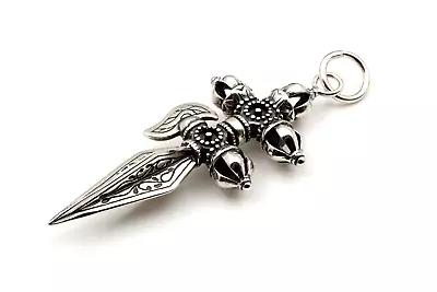 $49 • Buy Men Tibetan Vaja Dorje Dagger Sterling Silver 925 Necklace Pendant Jewelry Charm