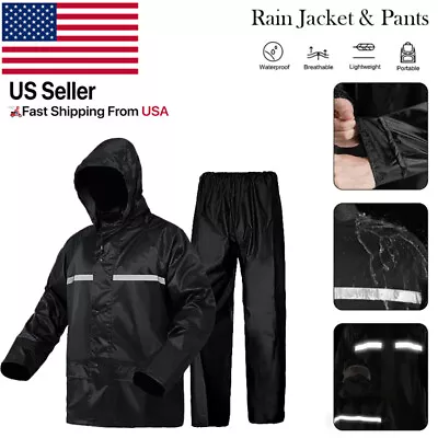 Rain Suit For Men Women Jackets Pant Gear Raincoat Waterproof Motorcycle Hivis • $22.79