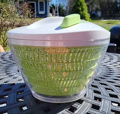 Large Green White Progressive 5 Quart Salad Spinner Dryer RARE RATCHET Function  • $26