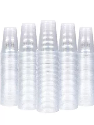 500pcs PLASTIC CUPS - 7oz Water Coolers Vending Cups - CLEAR  5x100 Pack • £14.99