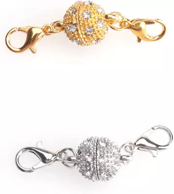 2 Pcs Locking Magnetic Clasps With Rhinestone Lobster Clasps Metal Vinta • $11.69