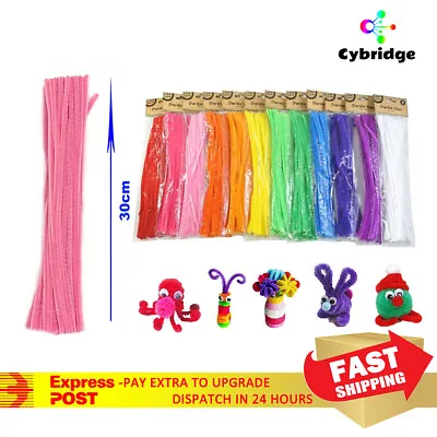 50x Pipe Cleaners Chenille Stems Pipe Cleaner Stick Plain Colours Craft Art • $4.85