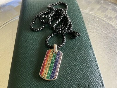 $700 • Buy DAVID YURMAN Sterling Silver 35mm RAINBOW Streamline Dog Tag Pendant