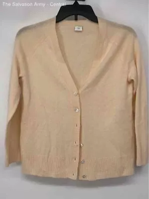 J. Crew Womens Ivory Cashmere Long Sleeve Button Front Cardigan Sweater Size M • $9.99