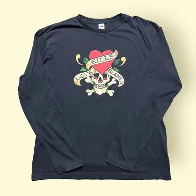 Vintage Ed Hardy Y2K Long Sleeve T Shirt Men’s 2XL 2000s Vtg Love Kills Slowly • $35